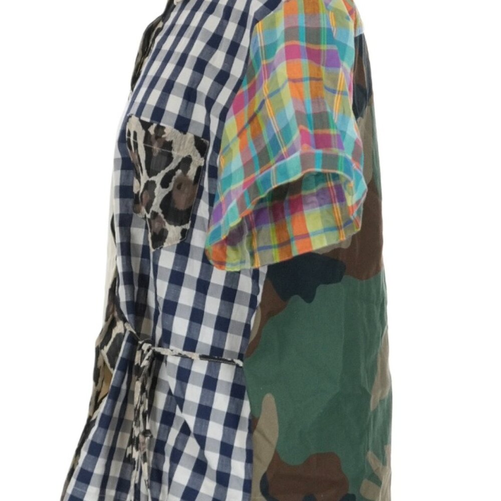 SEMICOUTURE Clarisse Patchwork Mixed Print Shirt Eclectic Italian Designer M 44 - Picture 4 of 15